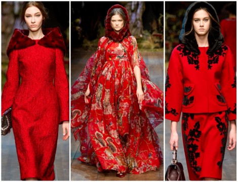 Dolce Gabbana 2014-2015 Sonbahar Kış Kırmızı Renk Giyim Modelleri