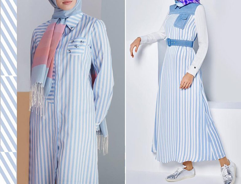 Armine Mavi-Beyaz Çizgili Giyim Modelleri