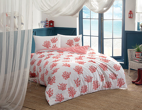 Yatak Odalarına Marin Atmosferin Temsilcisi Mercan Desenler