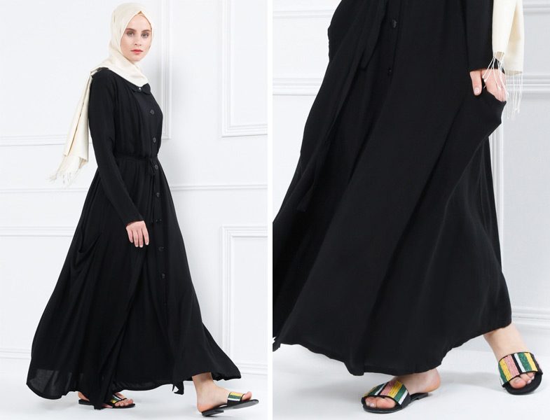 Siyah Tesettür Giyim Elbise ve Tunik Modelleri