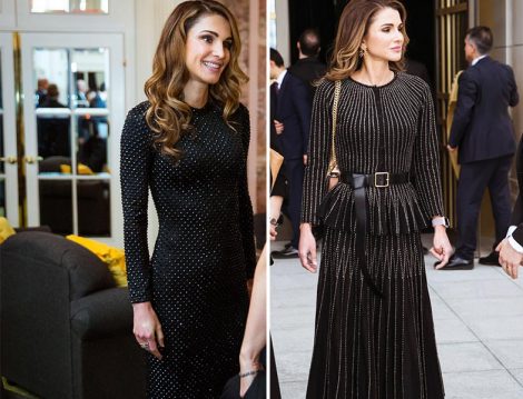 Ürdün Kraliçesi Rania el Abdullah Siyah Işıltılı Abiye Elbiseleri