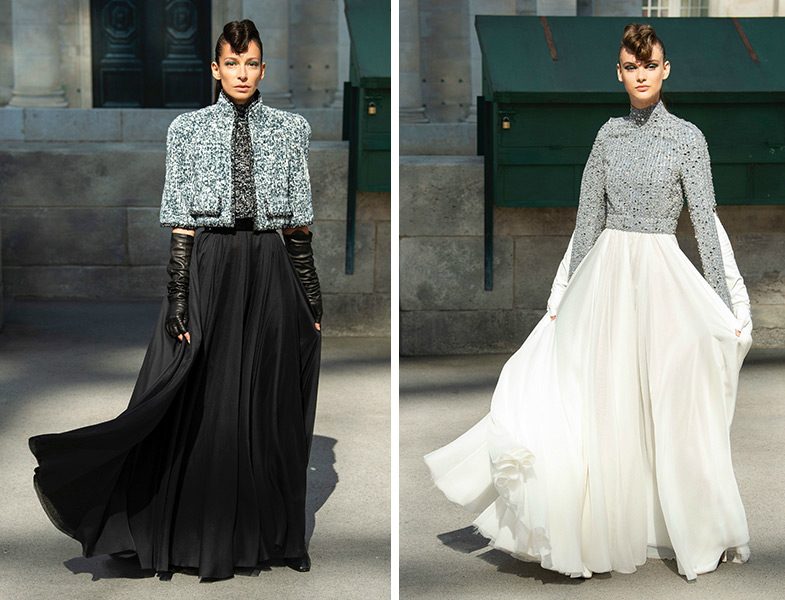Chanel 2018-19 Sonbahar – Kış Couture Taş Detaylı Şifon Elbise Modelleri