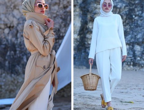 Elif Eser Camel Trençkot ve Beyaz Pantolon Modeli