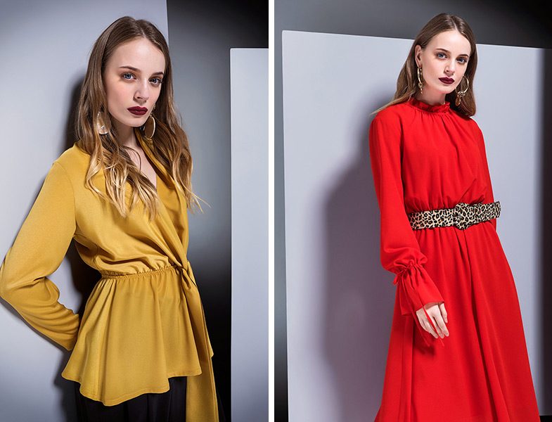 Berrin İstanbul 2018-19 Sarı Bluz ve Kırmızı Elbise Modelleri
