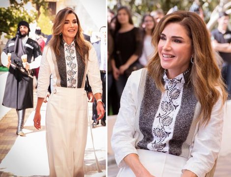 Ürdün Kraliçesi Rania al Abdullah'ın Ekru Takımla Zarif Stili