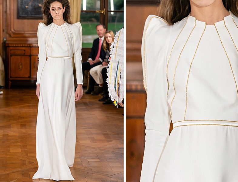 Ronald van der Kemp 2019 İlkbahar Yaz Couture Beyaz Omuz Detaylı Elbise