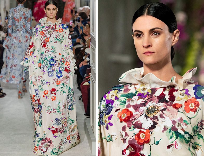 Valentino 2019 İlkbahar – Yaz Couture Koleksiyonu Çiçek Desenli Gece Elbisesi