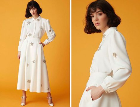 Nihan Peker 2019 İlkbahar Yaz Beyaz Gömlek ve Etek Modelleri