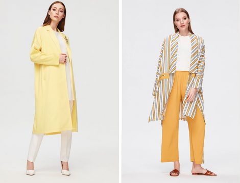 Pure 2019 İlkbahar Yaz Sarı Keten Kap Modelleri