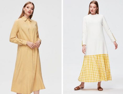 Pure 2019 İlkbahar Yaz Çizgi Desenli Elbiseler
