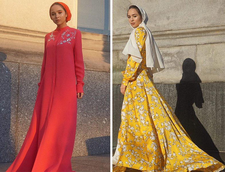 Carolina Herrera Kristal Taşlı İpek Elbise ve Sarı Desenli Elbise Modelleri