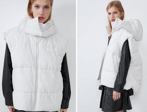 Zara 2019-20 Sonbahar Kış Beyaz Oversize Şişme Yelek