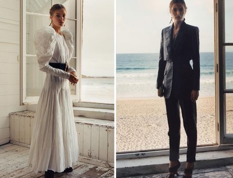 Alexander McQueen 2020 İlkbahar – Yaz Beyaz Elbise ve Siyah Takım