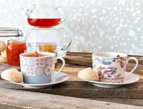 English Home Renkli Porselen 2’li Çay Fincanı Takımı