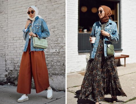 Elif Doğan'ın GAP Kot Ceket ile He-qa Pantolon ve H&M Elbise Kombinleri