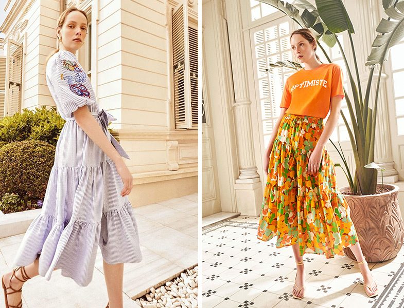 Koton Skirtly Yours Styled by Melis Ağazat Koleksiyonu Çizgili Elbise - Çiçekli Etek ve Tişört