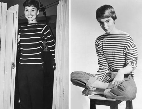 Çizgili Tişört Modası (Audrey Hepburn ve Jean Seberg)