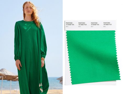 Touche Elbise - 2021 Pantone Yaz Renkleri Nane Yeşili
