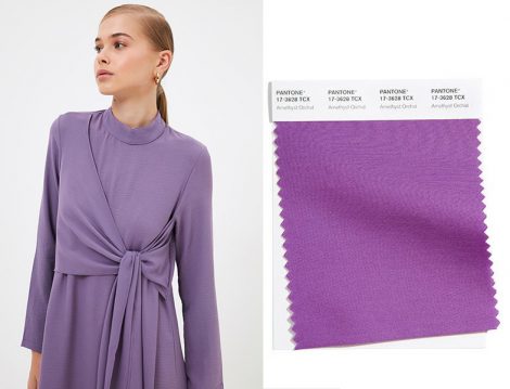 Trendyol Modest Bağlamalı Elbise - 2021 Pantone Yaz Renkleri Orkide