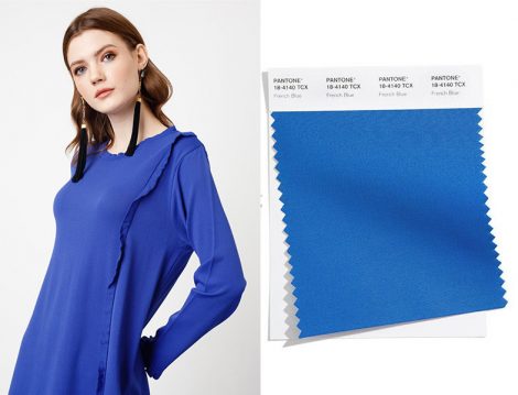 Tığ Triko Elbise - 2021 Pantone Yaz Renkleri Fransız Mavisi