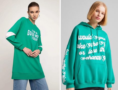 DeFacto ve Bershka Yeşil Sweatshirt