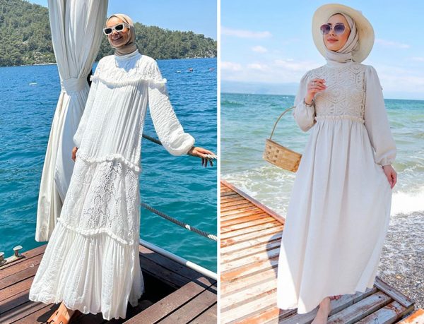 Yaqa Beyaz Elbise - Betül Gedik - Locco Moda Elbise