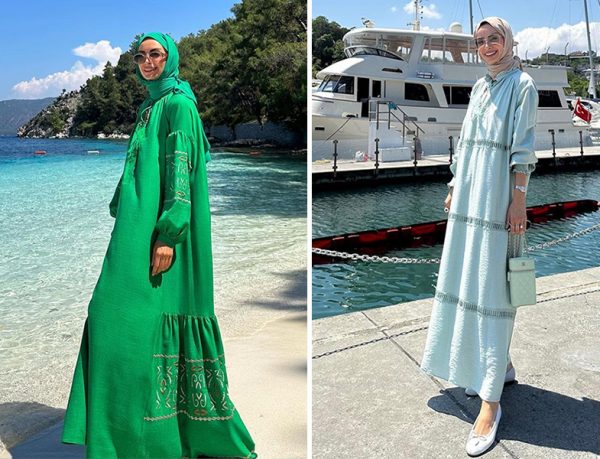 Yaqa Yeşil Elbise - Maq Design Mint Elbise - Betül Gedik