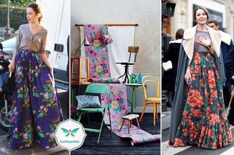 Floral Desenli Uzun Etek Modelleri