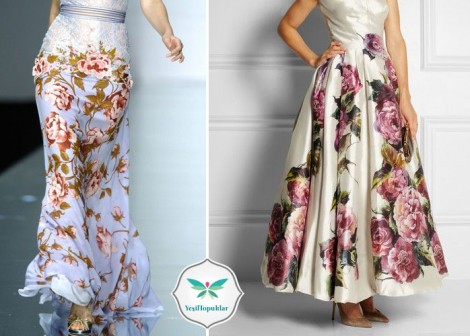 Floral Desenli Uzun Etek Modelleri