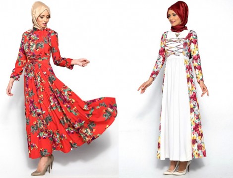 Yazlık Çiçekli Uzun Elbise Modelleri