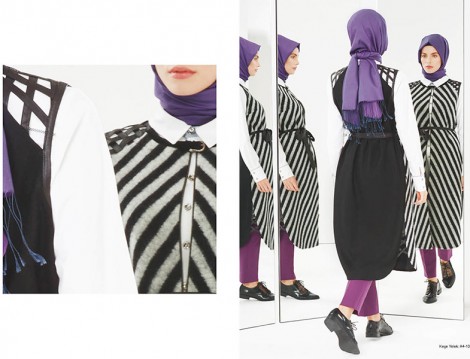 Kayra 2015 Siyah Beyaz Çizgili Yelek Modeli