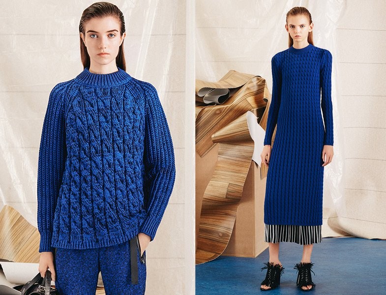 Mavi Kazak Ve Uzun Triko Elbise Modeli 2015