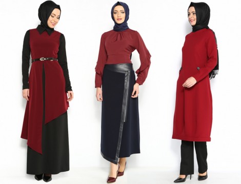 Bordo Tesettür Kombinleri 2015