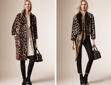Burberry 2015 Pre-Fall Leopar Desenli Kaban Modelleri