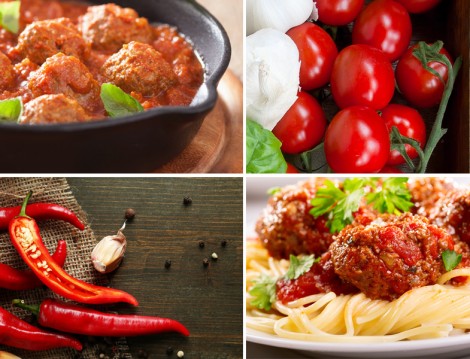 Domates Soslu Köfte ve Kırmız Biberli Spagetti