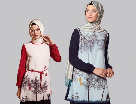 Tunik Modelleriyle Tesettür Kombinlerii