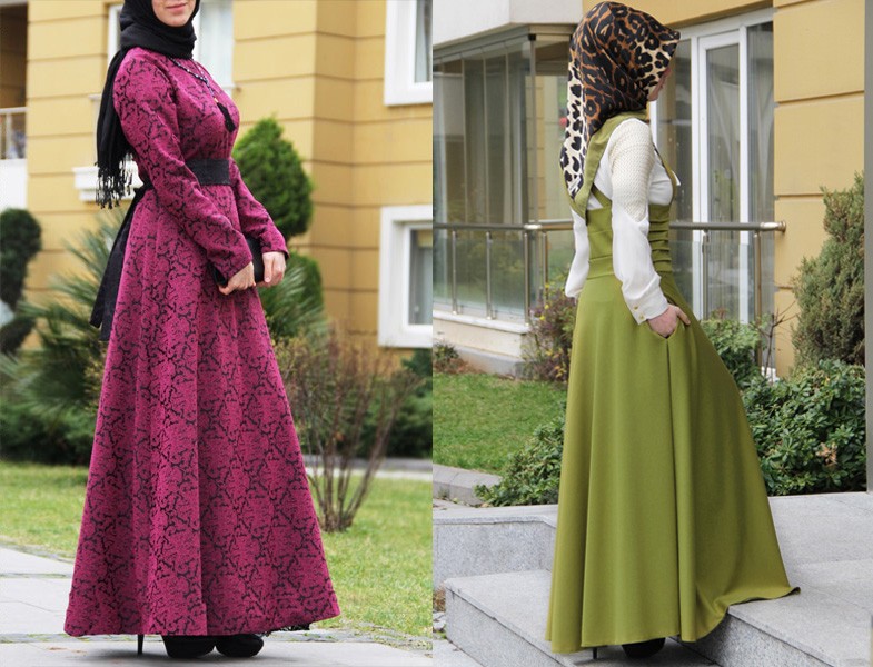 Tesettür Kloş Elbise Modelleri