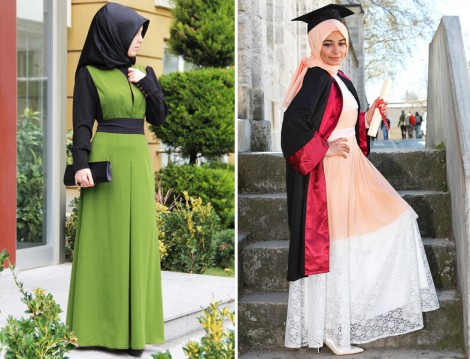 Tesettür 2015 Mezuniyet Elbiseleri
