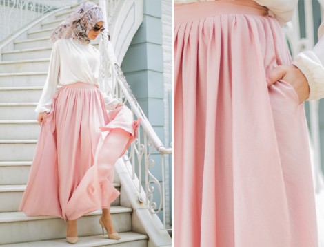 Pembe Tesettür Giyim Modelleri