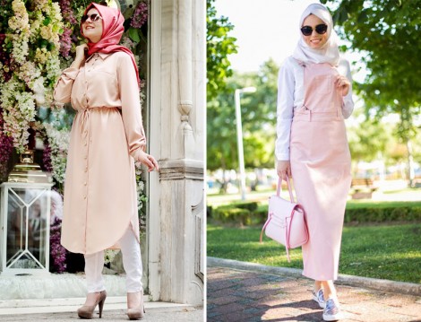 Pembe Tesettür Giyim Modelleri