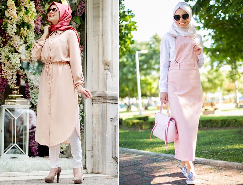 Pembe Tesettür Giyim Modelleri
