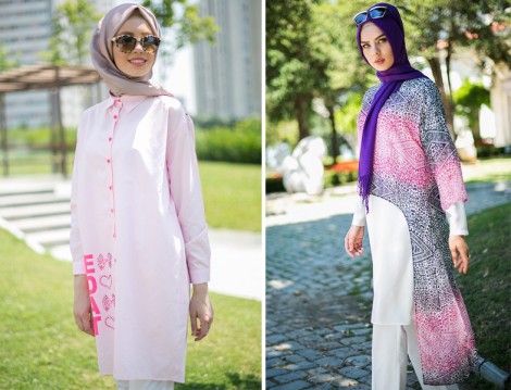 Pembe Tesettür Giyim Modelleri
