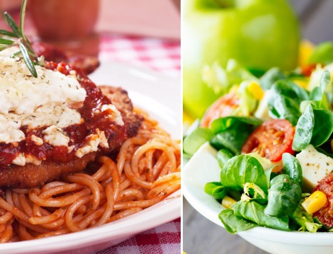 Domates Soslu Spagetti Eşliğinde Viyana Usulü Şnitzel