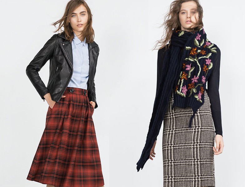 Zara 2015-16 Ekose Etek Modelleri