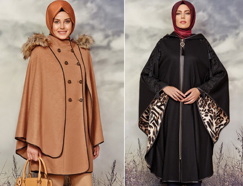 Zühre Yakası Kürklü Kahve Panço ve Leopar Desenli Siyah Panço Modeli