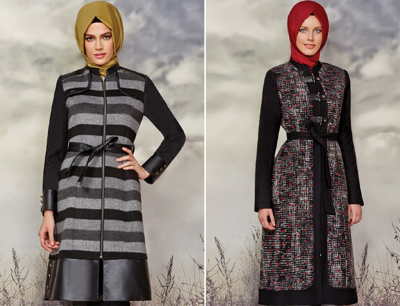 Zühre Şerit Çizgili Deri Detaylı Kap Modelleri