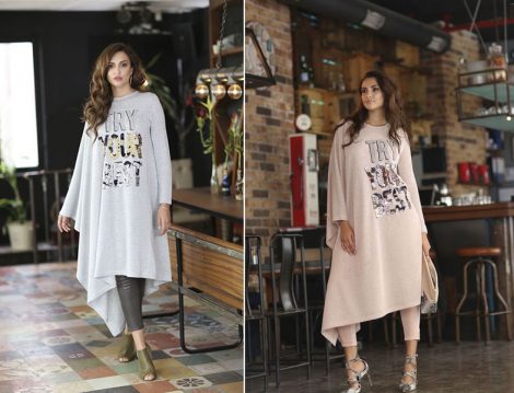 Latifa Yazı Baskılı Tunik Modelleri
