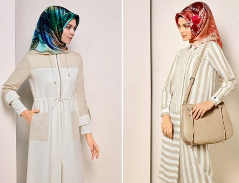 Armine Bej-Beyaz Çizgili Giyim Modelleri