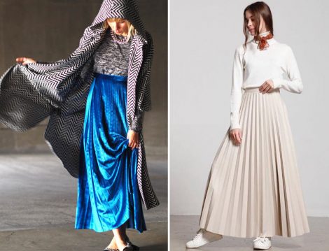 Tesettür Plise Uzun Etek Modeli