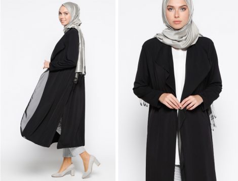 Siyah Tesettür Giyim Elbise ve Tunik Modelleri 